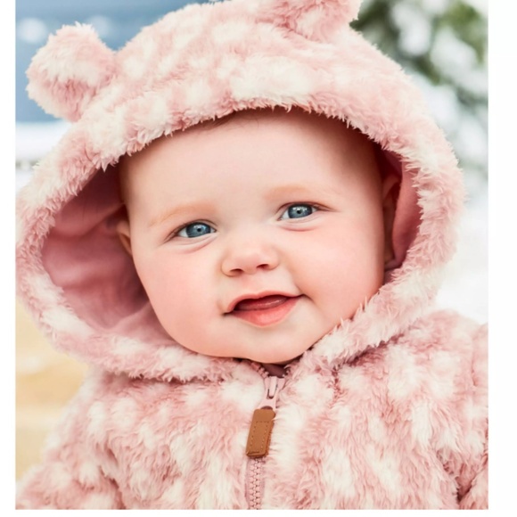 Carter’s Faux Sherpa Leopard Print Hooded Cardigan in Pink Combo Sz 24 mos EUC - Picture 5 of 9